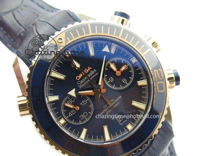 0513 GoodFit Seamaster Professional Chrono RG Blue Ceramic Blue Dial On Blue Gummy Strap A 8213